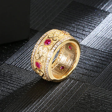 Fashion Luxury Double Row Micro-wax Inlay Filled 14K Rose Gold AAA Zircon Diamonds Rings - Wedding Party Jewellery